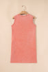 Mineral Wash Sleeveless Crew Neck Casual Tank Mini Dress With Pockets